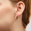 Thumbnail Image 2 of 10K Two-Tone Gold Diamond-Cut Rose on Hoop Earrings