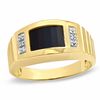 Thumbnail Image 1 of Barrel-Cut Lab-Created Onyx Ring in 10K Gold with Diamond Accents