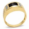 Thumbnail Image 2 of Barrel-Cut Lab-Created Onyx Ring in 10K Gold with Diamond Accents
