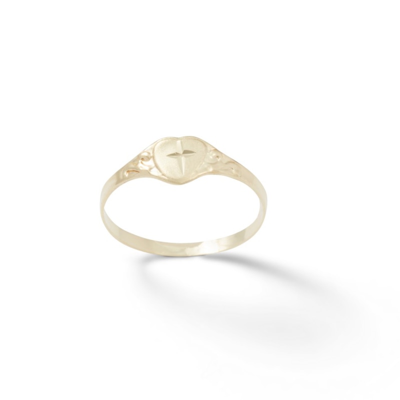 Child's Heart with Cross Ring in 10K Gold - Size 1