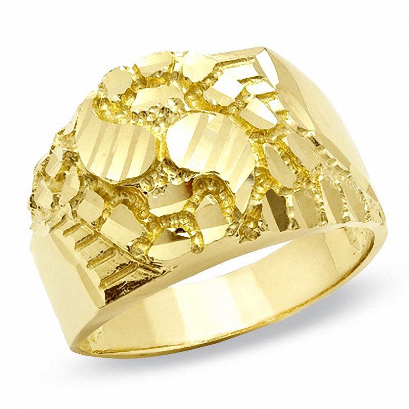 Diamond-Cut Nugget Ring in 10K Gold - Size 10.5