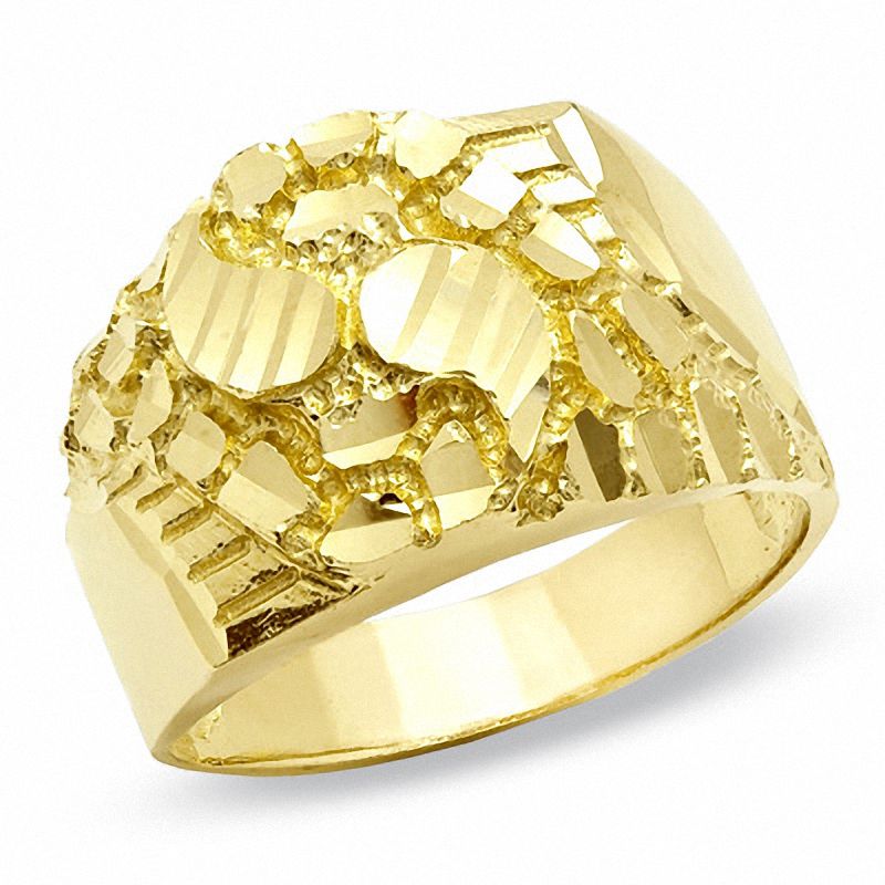 Main Image 1 of Diamond-Cut Nugget Ring in 10K Gold - Size 10.5