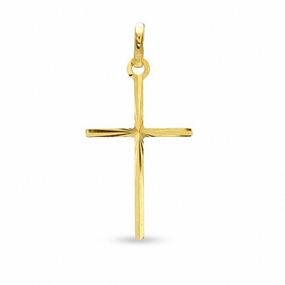 Diamond-Cut Thin Cross Charm in 10K Gold