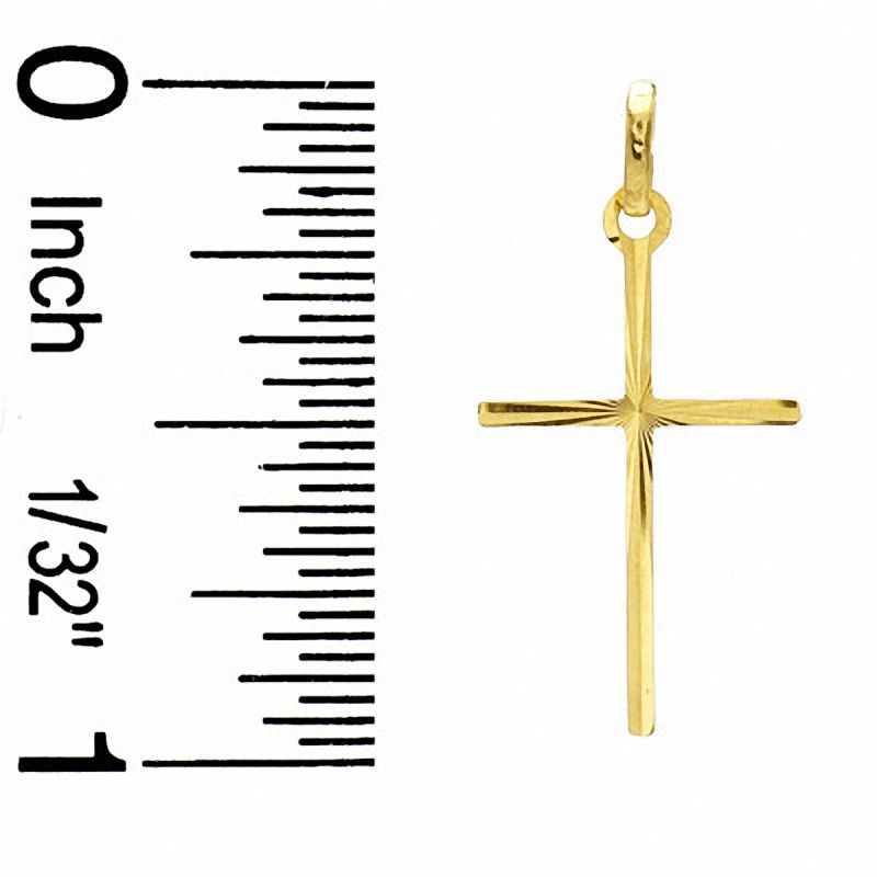 Main Image 2 of Diamond-Cut Thin Cross Charm in 10K Gold