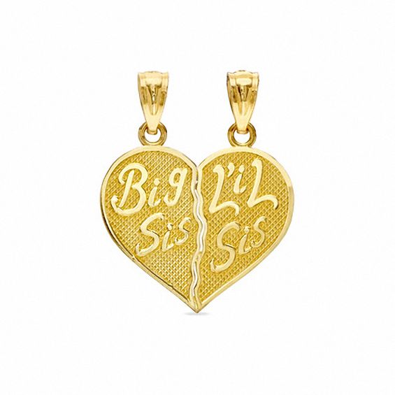 Child's Breakable Big/Lil Sis Heart Charm in 10K Gold