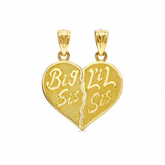 Child's Breakable Big/Lil Sis Heart Charm in 10K Gold