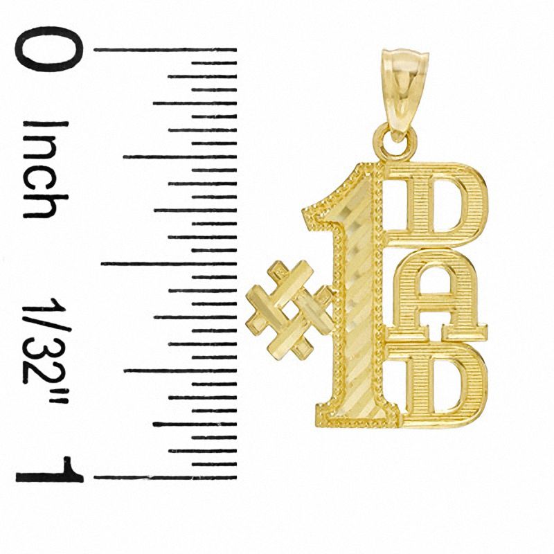 10K Yellow Gold #1 Dad Cut-Out Vertical Small Charm Pendant 
