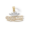 Thumbnail Image 1 of Textured Princess with Crown Two-Tone Necklace Charm in 10K Gold