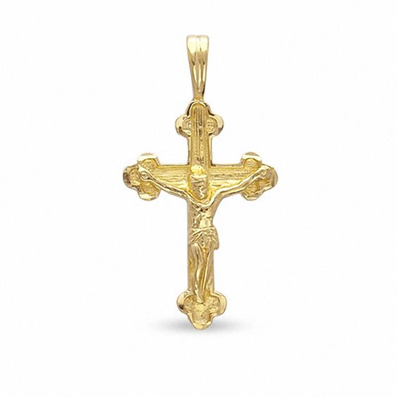 Etched Crucifix Charm in 10K Gold