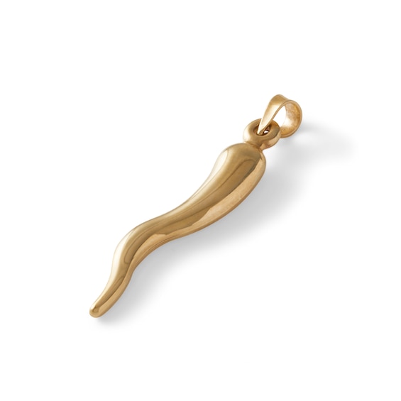 Large Italian Horn Charm in 10K Gold