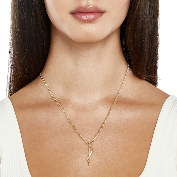 Large Italian Horn Charm in 10K Gold