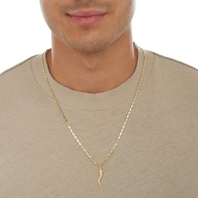 Large Italian Horn Charm in 10K Gold
