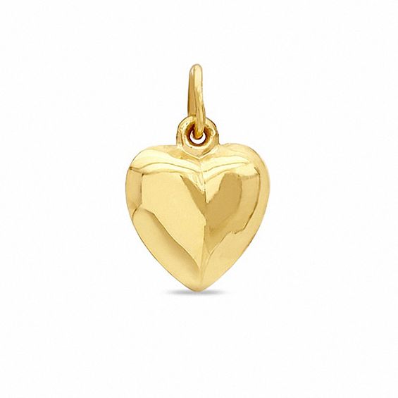 Small Puff Heart Charm in 10K Gold