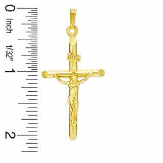 Large Tube Crucifix Charm in 14K Gold