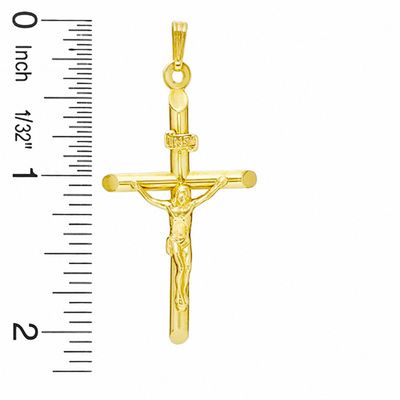Large Tube Crucifix Charm in 14K Gold