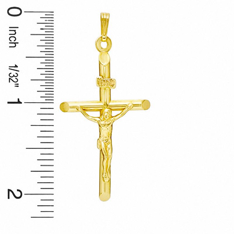 Large Tube Crucifix Charm in 14K Gold