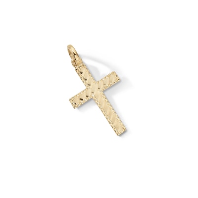 Diamond-Cut Border Cross Charm in 10K Gold