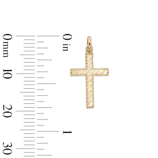 Diamond-Cut Border Cross Charm in 10K Gold