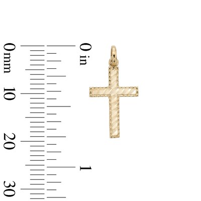 Diamond-Cut Border Cross Charm in 10K Gold