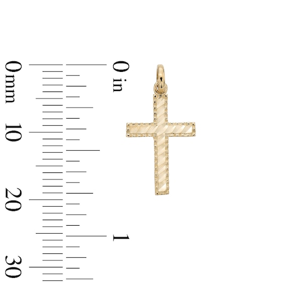 Diamond-Cut Border Cross Charm in 10K Gold