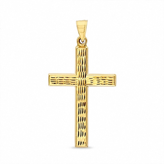 Diamond-Cut Cross Charm in 10K Gold