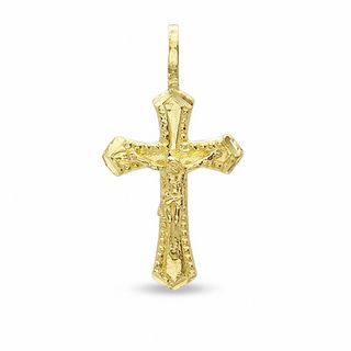 Small Diamond-Cut Crucifix Charm in 10K Gold