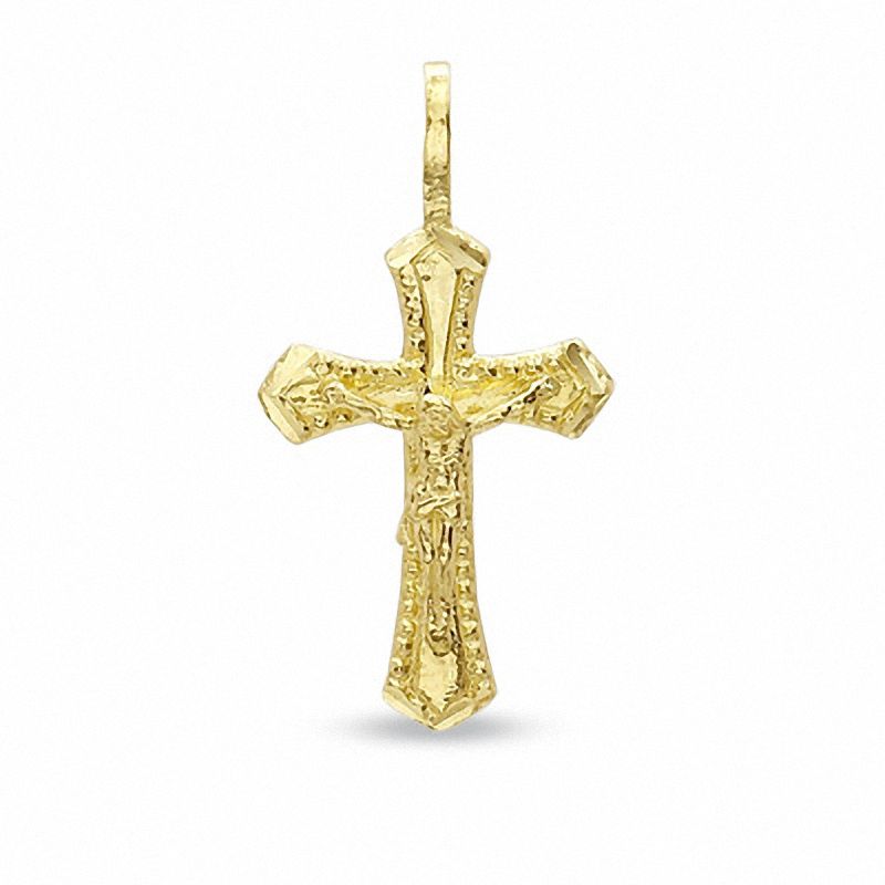 Main Image 1 of Small Diamond-Cut Crucifix Charm in 10K Gold