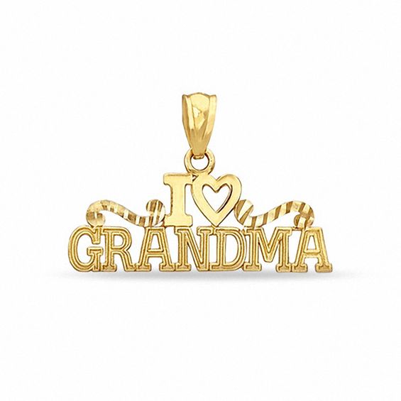 I Heart GRANDMA Diamond-Cut Charm in 10K Gold