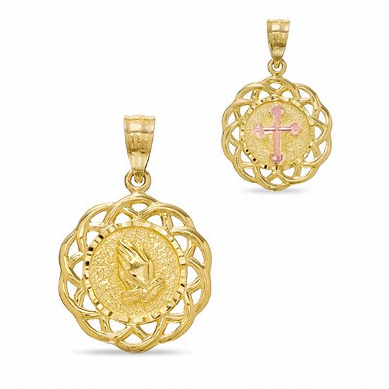 Reversible Communion and Cross Charm in 14K Two-Tone Gold