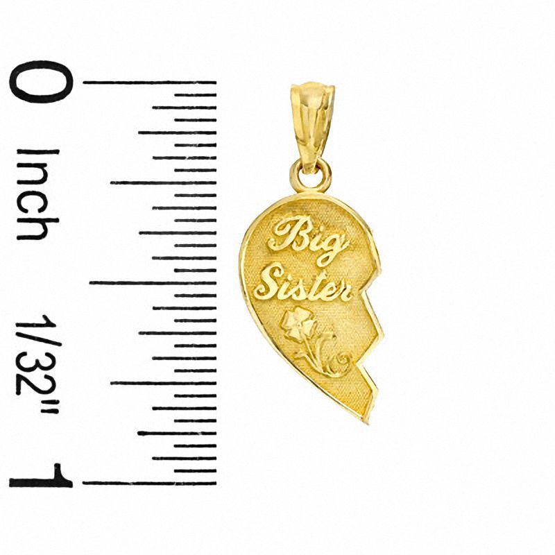 Breakable Big Sister/Little Sister Hearts Charm in 10K Gold