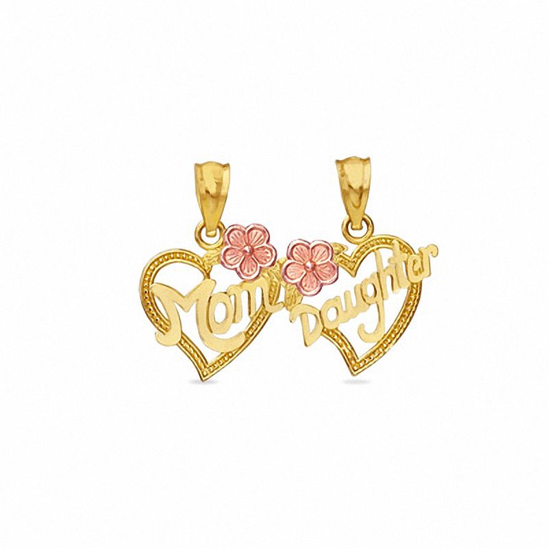 Main Image 1 of Mom/Daughter Double Heart Breakable Charm in 10K Two-Tone Gold