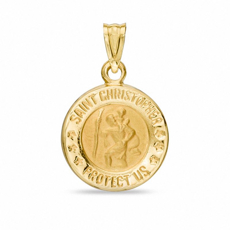 Main Image 1 of Small Round St. Christopher Medallion in 10K Gold