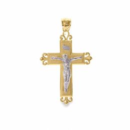 Crucifix Charm in 10K Two-Tone Gold
