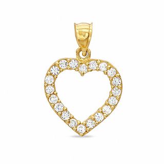 Cubic Zirconia Perfect Heart Charm in 10K Gold