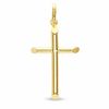 Small Tube Cross Necklace Charm in 10K Gold
