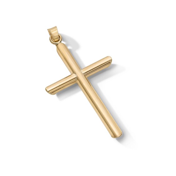 Tube Cross Necklace Charm in 10K Gold