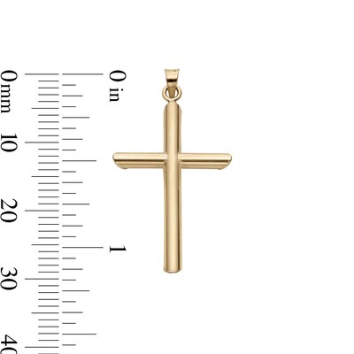 Tube Cross Necklace Charm in 10K Gold