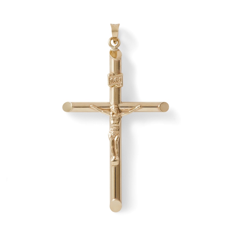 Medium Tube Crucifix Charm in 10K Gold