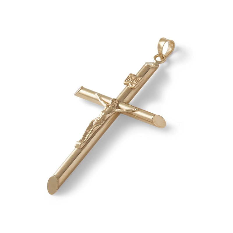 Medium Tube Crucifix Charm in 10K Gold