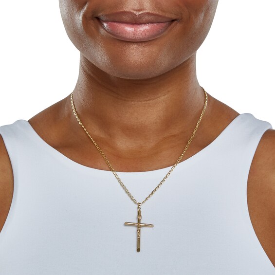 Medium Tube Crucifix Charm in 10K Gold