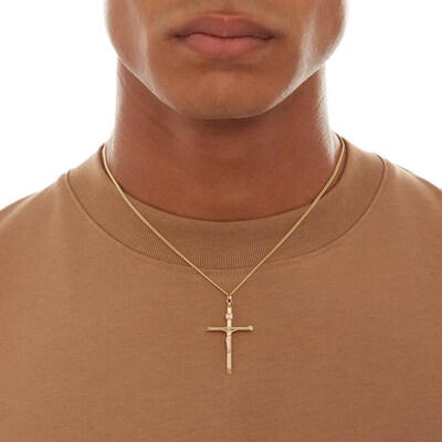 Medium Tube Crucifix Charm in 10K Gold