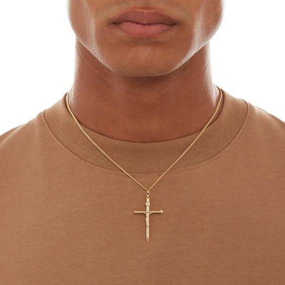 Medium Tube Crucifix Charm in 10K Gold