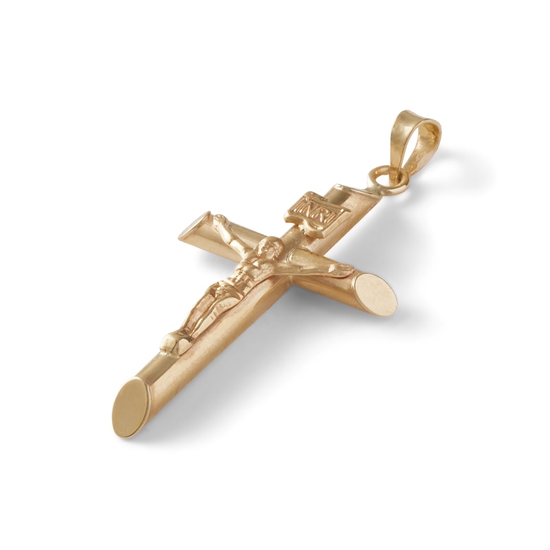 Small Tube Crucifix Charm in 10K Gold