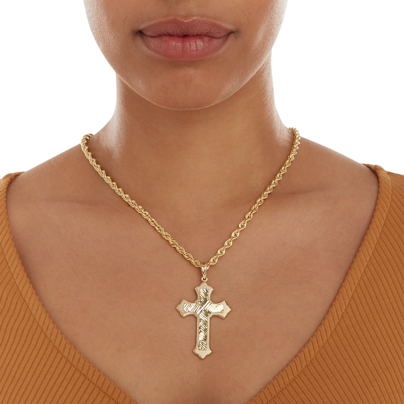 Large Diamond-Cut X Cross Charm in 10K Gold