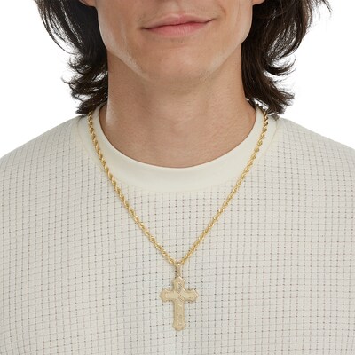 Large Diamond-Cut X Cross Charm in 10K Gold