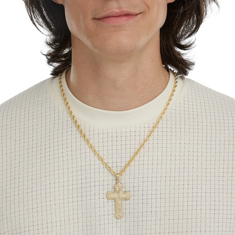 Large Diamond-Cut X Cross Charm in 10K Gold