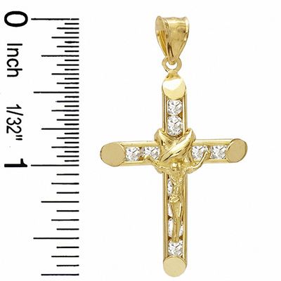 Cubic Zirconia Crucifix Charm in 10K Gold