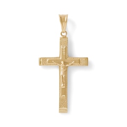 10K Gold Diamond-Cut Crucifix Charm