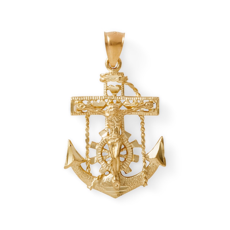 Diamond-Cut Mariners Cross Charm in 10K Gold