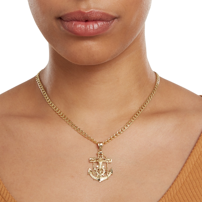 Main Image 3 of Diamond-Cut Mariners Cross Charm in 10K Gold